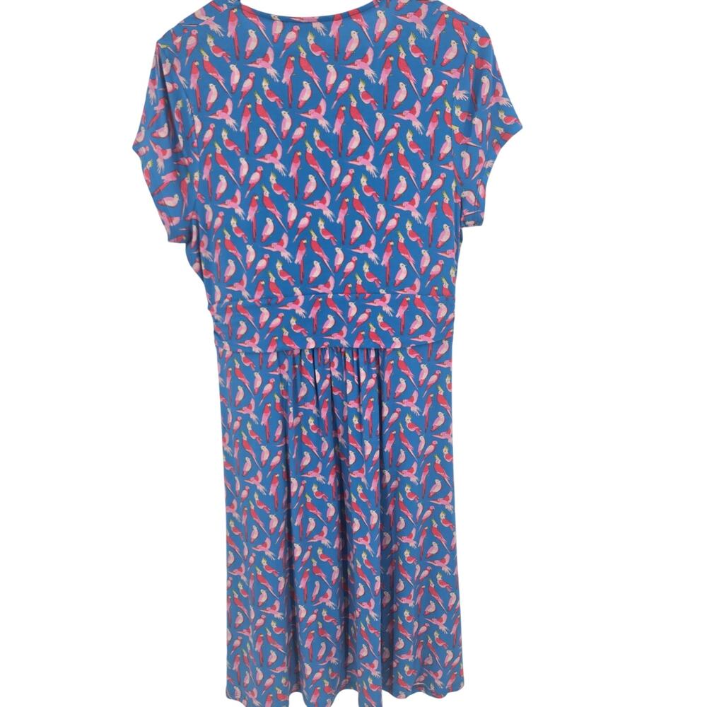 Boden blue parrot midi dress size 12R pink red pockets - Picture 8 of 13